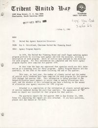 Trident United Way Memorandum, October 3, 1980