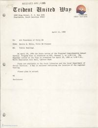 Trident United Way Memorandum, April 11, 1980