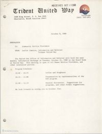 Trident United Way Memorandum, October 9, 1980