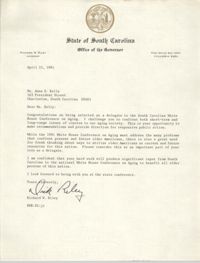 Letter from Richard W. Riley to Anna D. Kelly, April 15, 1981