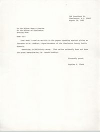 Letter from Septima P. Clark to the Editor for the News and Courier/Evening Post, August 28, 1985