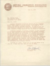Letter from Ben A. Hagood to Septima P. Clark, July 11, 1975