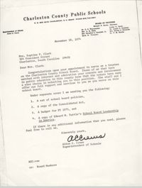 Letter from Alton C. Crews to Septima P. Clark, November 18, 1974