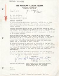 Letter from Myron Lutz to Bill Saunders, July 27, 1979