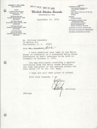 Letter from Herbert U. Fielding to William Saunders, September 19, 1978