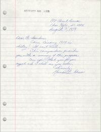 Letter from Normal L. Green to William Saunders, August 3, 1979
