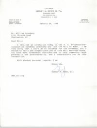 Letter from Gedney M. Howe, III to William Saunders, January 26, 1993