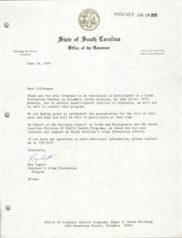 Letter from Ray Isgett, June 18, 1979