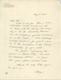 Letter from Guy Carawan to William Saunders, May 4, 1984