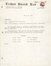Trident United Way Memorandum, March 10, 1981