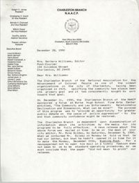 Letter from Dwight C. James to Barbara Williams, December 28, 1990