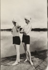 Unidentified couple in swimsuits