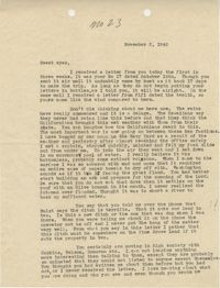 Letter from Sidney Jennings Legendre, November 3, 1942