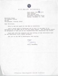 Letter from Jerry Thornberry to Millicent Brown, November 13, 1994