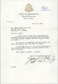 Letter from Joseph P. Riley, Jr. to Septima Clark, July 22, 1976
