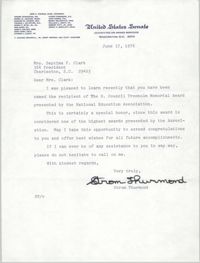 Letter from Strom Thurmond to Septima P. Clark, June 17, 1976
