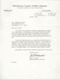 Letter from Alton C. Crews to Septima P. Clark, July 20, 1976