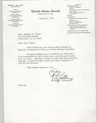 Letter Ernest F. Hollings to Septima P. Clark, August 6, 1976