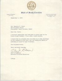 Letter from Otis J. Robinson to Septima P. Clark, September 1, 1976