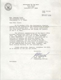 Letter from J. B. Mooney, Jr. to Septima P. Clark, September 25, 1974