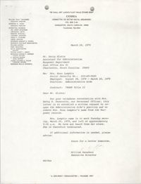Letter from William Saunders to Harry W. Kluttz, March 28, 1979