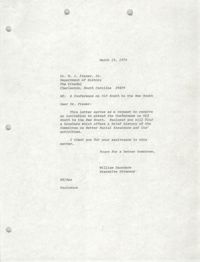 Letter from William Saunders to Dr. W. J. Fraser, Jr., March 15, 1979