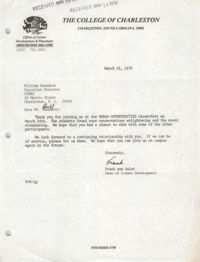 Letter from Frank van Aalst to William Saunders, March 15, 1979