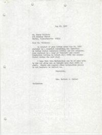 Letter from Barbara A. Porter to Harry Williams, May 17, 1977