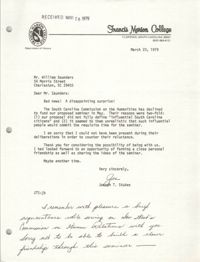 Letter from Joseph T. Stukes to William Saunders, March 23, 1979