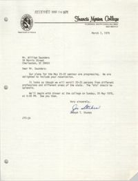 Letter from Joseph T. Stukes to William Saunders, March 7, 1979