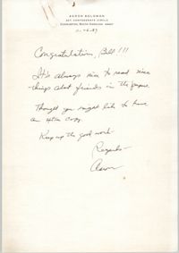 Letter from Aaron Solomon to William Saunders, November 26, 1989