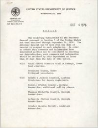 United States Department of Justice Notice, October 4, 1976