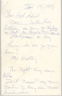 Handwritten Notes, January 15, 1979