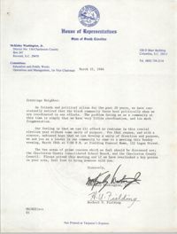 Letter from McKinley Washington, Jr. and Herbert U. Fielding, March 15, 1984