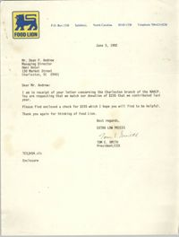 Letter from Tom E. Smith to Dean P. Andrew, June 3, 1992