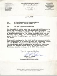 Letter from Dwight C. James to All Churches within the Lowcountry Area, June 5, 1992