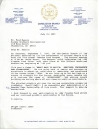 Letter from Dwight Cedric James to Fred Kassis, July 15, 1991