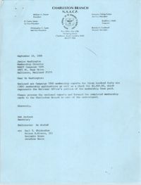 Letter from Ann Jackson to Janice Washington, NAACP, September 23, 1988