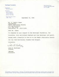 Letter from John W. Hechinger to D. Cedric James, September 30, 1988