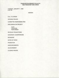 Agenda, Freedom Fund Drive, National Association for the Advancement of Colored People, January 7, 1992