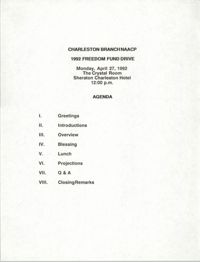 Agenda, Freedom Fund Drive, National Association for the Advancement of Colored People, April 27, 1992