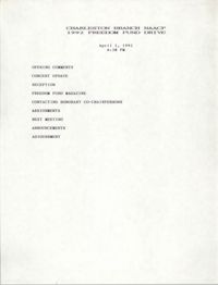 Agenda, Freedom Fund Drive, National Association for the Advancement of Colored People, April 1, 1992