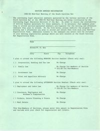 Section Seminar Registration Form, Mid-Year Meeting of the South Carolina Bar, 1982-1983