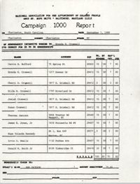 Campaign 1000 Report, Brenda H. Cromwell, Charleston Branch of the NAACP, September 1, 1988
