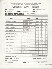 Campaign 1000 Report, Louis P. Anderson, Charleston Branch of the NAACP, September 1, 1988