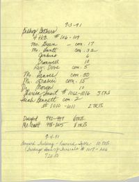 Handwritten Notes, Tickets, September 1991