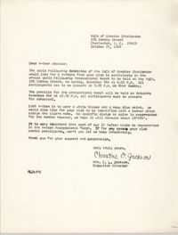 Letter from Christine O. Jackson to Y-Teen Advisors, October 25, 1969