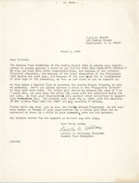Letter from Lucille A. Williams to Friends, March 4, 1968