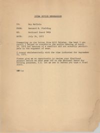 Memorandum from Bernard R. Fielding to Ray McClain, July 24, 1972