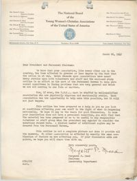 Letter from Margaret P. Mead to President and Personnel Chairman for the National Board of the Y.W.C.A., March 26, 1942